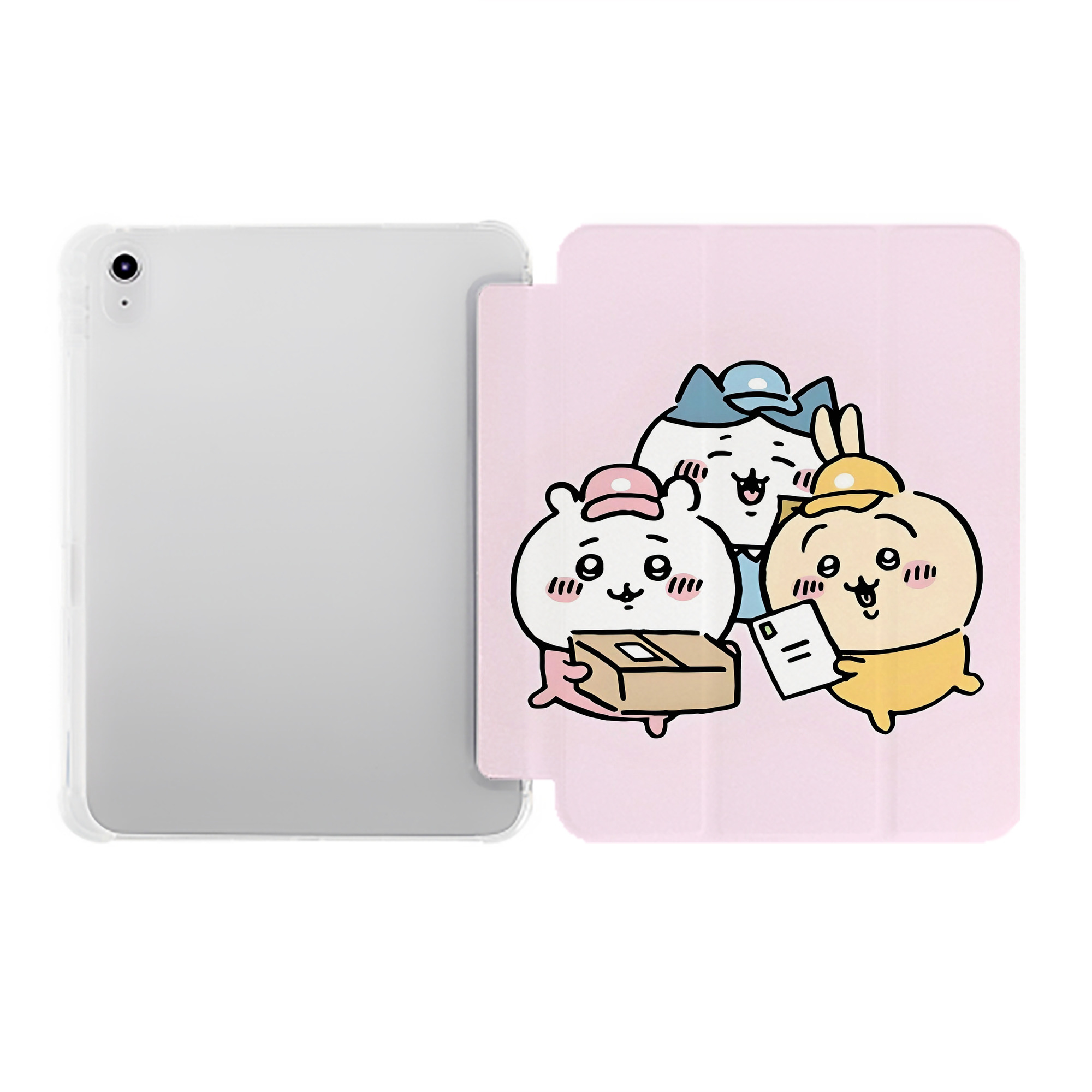 （画像用） ちいかわ Chii-kawa IPad ケース ペン収納付き 三つ折りスタンド PUレザー×シリコン 対応機種9.5/10.5/10.9インチ